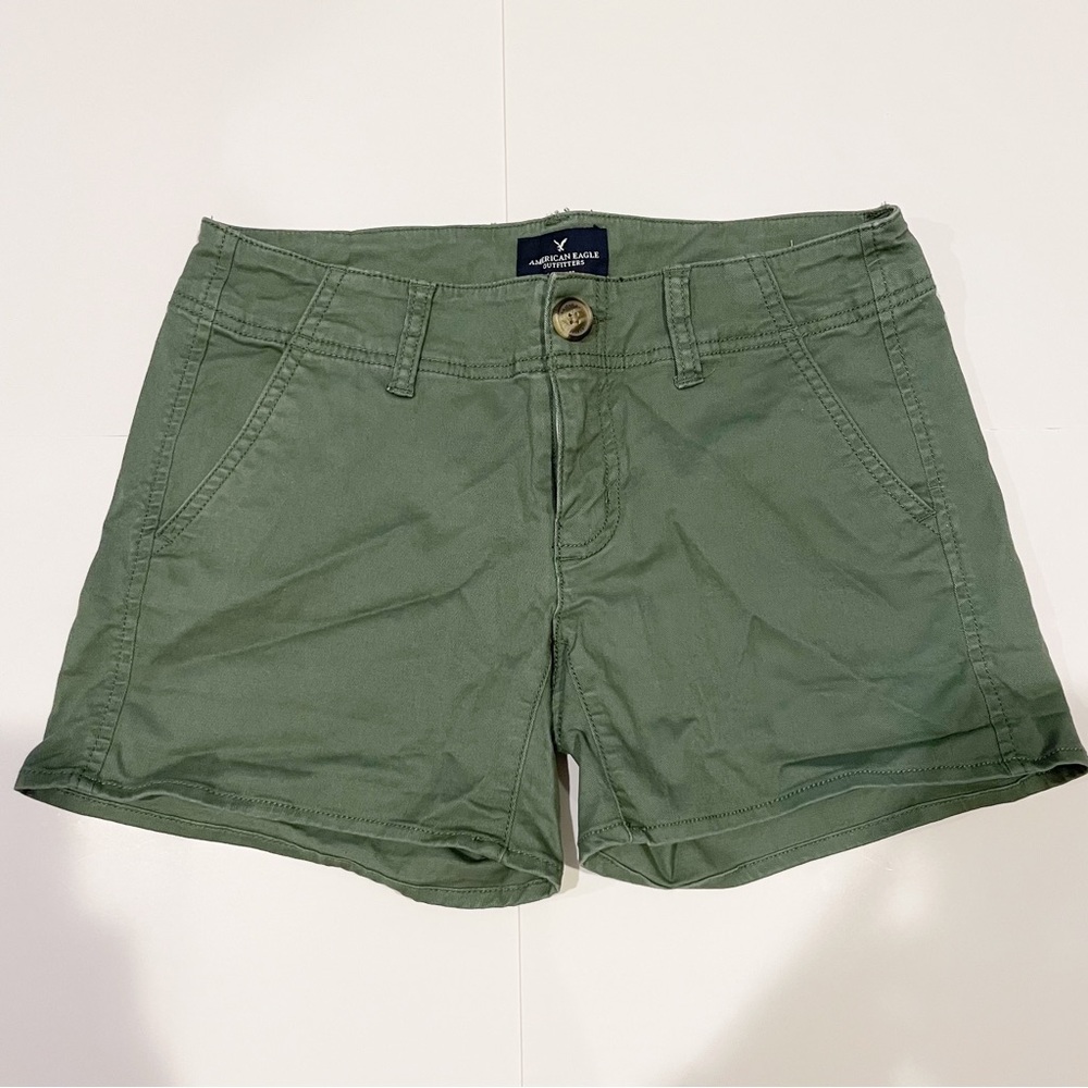 American eagle green “shortie” shorts